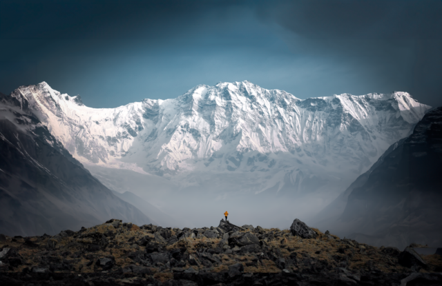 Snow-covered mountains above the Annapurna Sanctuary