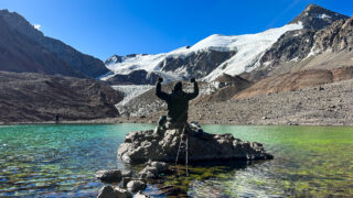 Image from the Plaza de Mulas Camp on the Aconcagua Expedition featuring Hari Budha Magar, the first double over-the-knee amputee to climb Everest, as he takes on the challenging ascent of South America's highest peak.