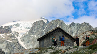 Reaching the Bouquetins Refuge before crossing the pass over to Italy during the Chamonix to Zermatt Haute Route Expedition with the Life Happens Outdoors team.