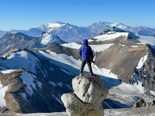 Image from the Aconcagua Expedition featuring Hari Budha Magar, the first double over-the-knee amputee to climb Everest, as he takes on the challenging ascent of South America's highest peak.