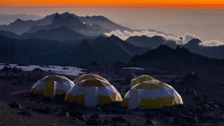 Image from the Nido de Condores Camp on the Aconcagua Expedition featuring Hari Budha Magar, the first double over-the-knee amputee to climb Everest, as he takes on the challenging ascent of South America's highest peak.