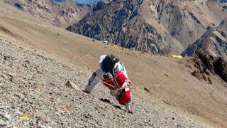 Image from the Plaza Canada Camp of Aconcagua Expedition featuring Hari Budha Magar, the first double over-the-knee amputee to climb Everest, as he takes on the challenging ascent of South America's highest peak.