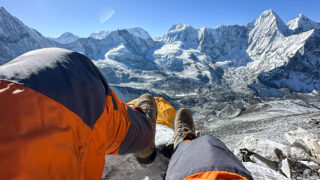 LHO Team Leader Rami Rasamny enjoying the view from Camp 1 during the Climb Ama Dablam Expedition with the Life Happens Outdoors team.