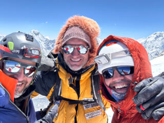 The Life Happens Outdoors team at Camp 3 after summiting during the Climb Ama Dablam Expedition.