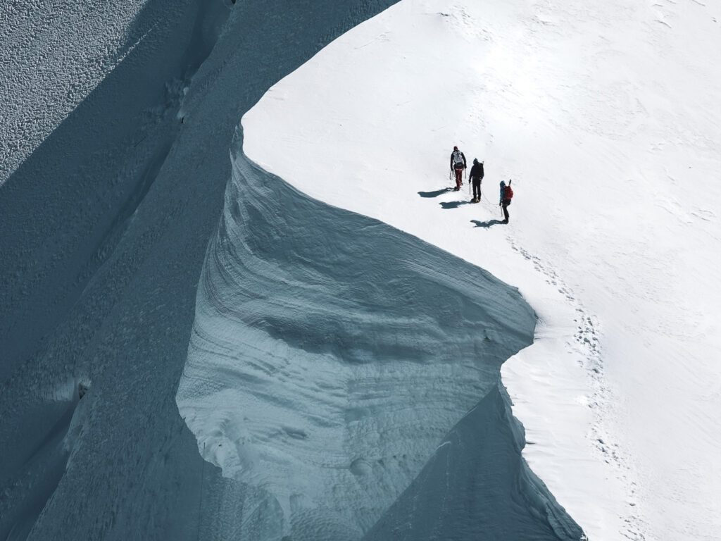 Climbing the second mogul on the way to the Mont Blanc summit during the Mont Blanc Summit Climb course with the Life Happens Outdoors team.