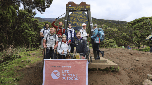 lho-team-machame-camp-sign-flag-first-day-machame-route-kilimanjaro