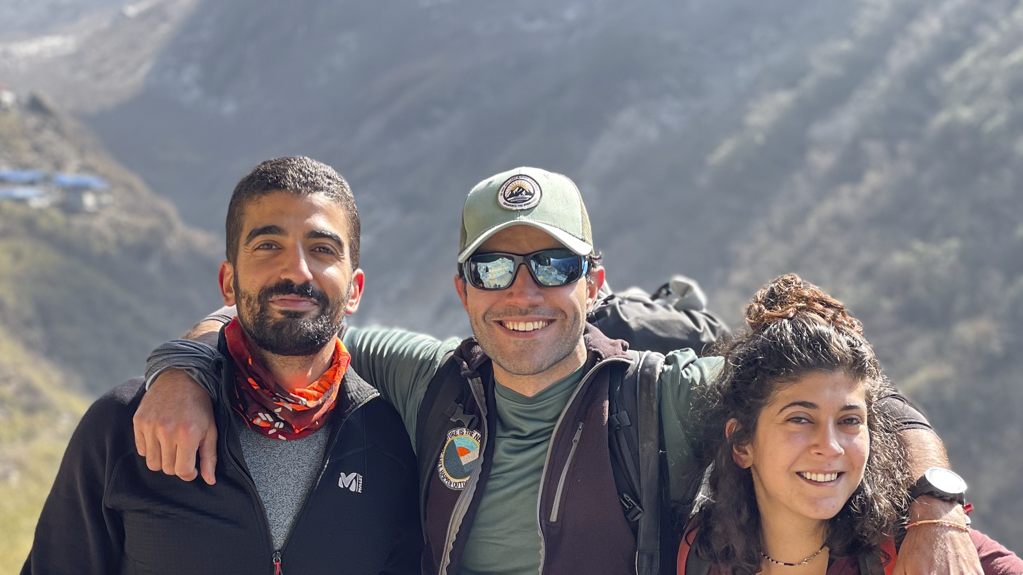 Rami Rasamny with two Life Happens Outdoors community members on the Annapurna Base Camp trek.