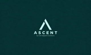 Minimal Ascent logo with by Life Happens Outdoors text on a teal background